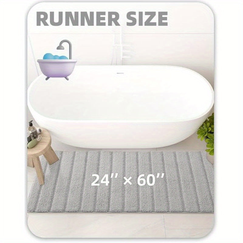 1pc Non Slip Bath Mat, Super Absorbent Floor Mat, Rubber Backing Bathroom Rug, Machine Washable Shower Mat for Bathroom, Laundry, Shower, Tub, Floor, Bathroom Accessories And Home Decor