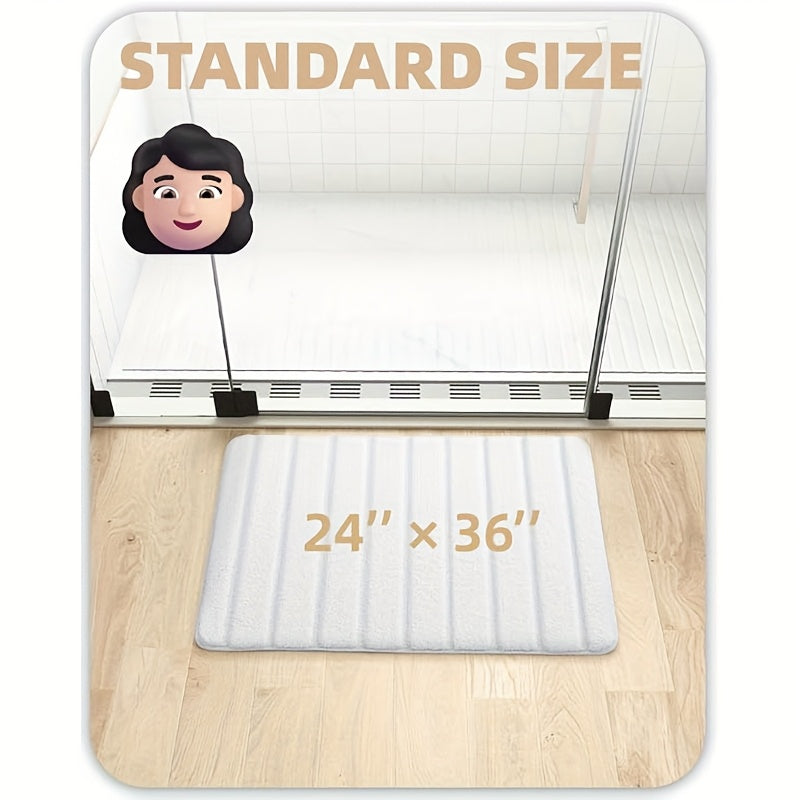 1pc Non Slip Bath Mat, Super Absorbent Floor Mat, Rubber Backing Bathroom Rug, Machine Washable Shower Mat for Bathroom, Laundry, Shower, Tub, Floor, Bathroom Accessories And Home Decor