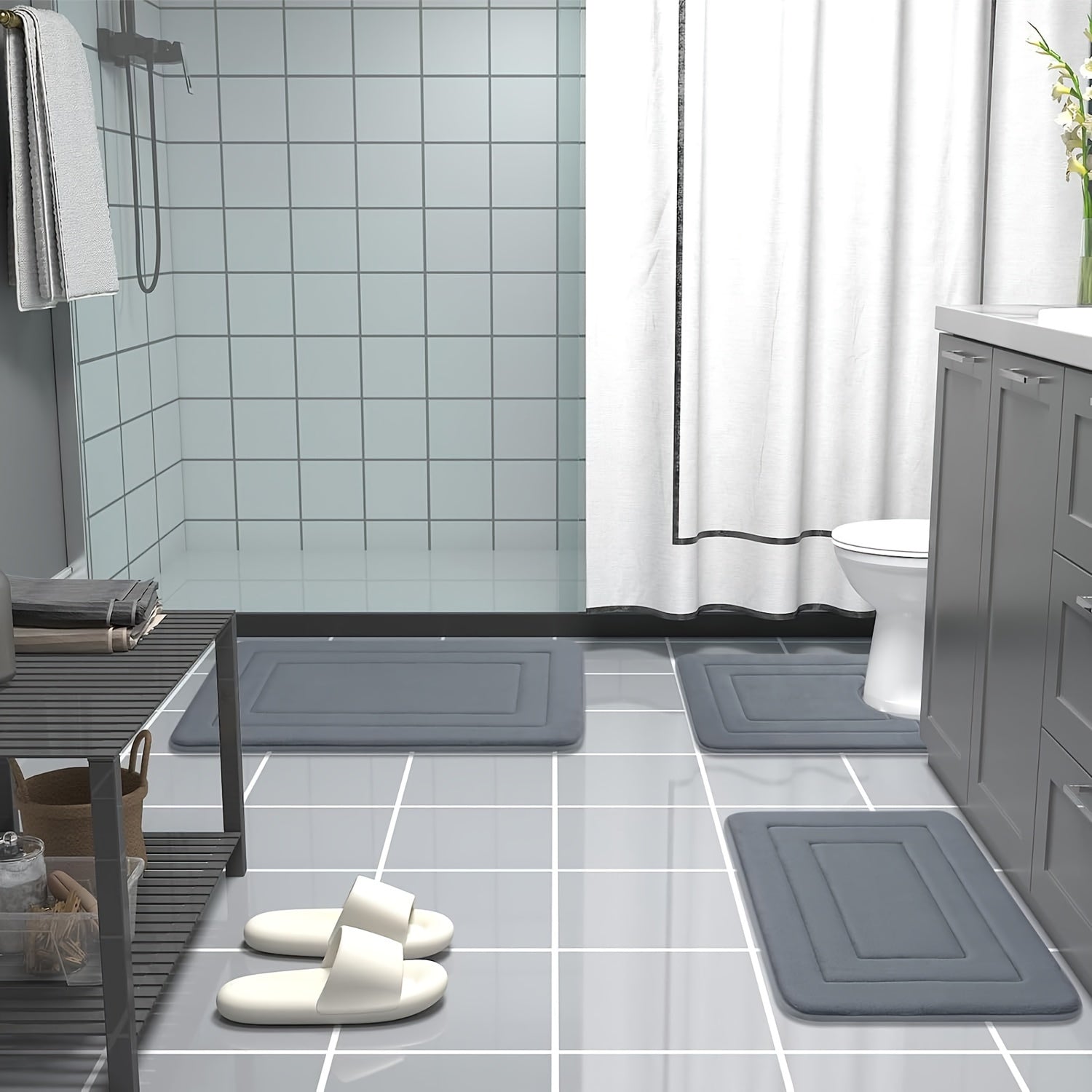 1pc Non-Slip Bath Mat - Extra Long Floor Mat (27.5x59"), Quick-Dry Bathroom, Kitchen, Office, Laundry Mat - Machine Washable Polyester Mat for Home, Spa, or Gift - Ideal for Women, Moms, Housewarming, Christmas, Birthday Presents - Easy Clean Bathroom,