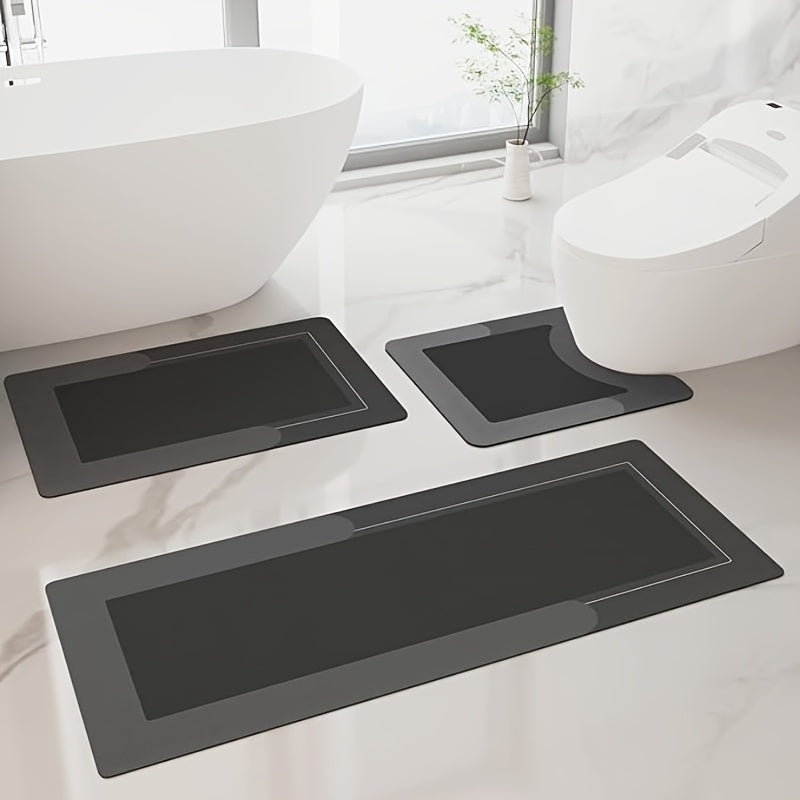 3pcs Ultra Soft Napa Light Beige Bath Mat And U-Shaped Toilet Rug, Water Absorbent And Non Slip Shower Bath Rug for Bathroom