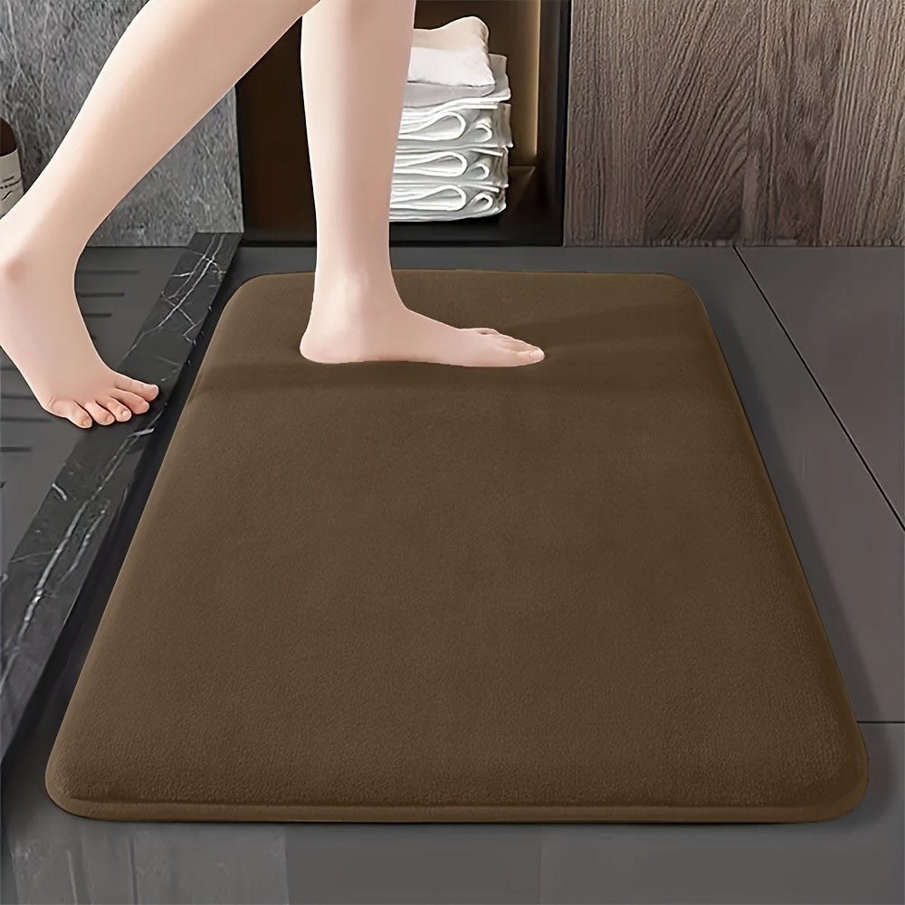 1pc Classic Minimalist Solid Color Soft Rebound Memory Foam Absorbent Non-Slip Bath Mat, Machine Washable Toilet Rug, Rugs for Bathroom, Bath Mats for Bathroom Floor Washable, Non Slip Bathtub Mat, Bathroom Mat Long, Large Bath Mat, Bathroom Rug, Shower