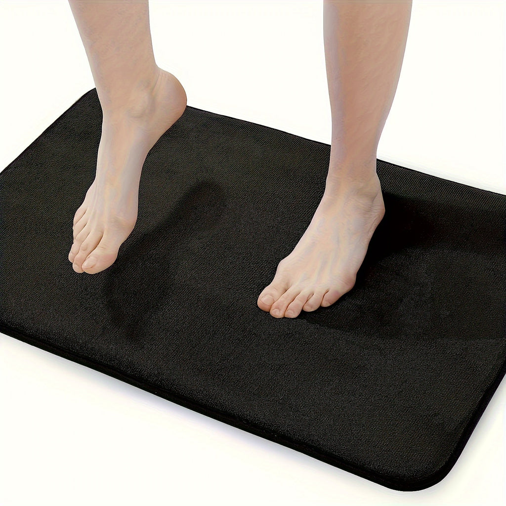 Non-Slip Bath Mat - Quick-Dry Bathroom Floor Mat with Non-Slip Backing, Machine Washable, Soft Cushioned Surface for Shower, Bathtub, Kitchen - Black Bathroom Decor - Durable Polyester Mat for Wet Areas, Bathroom Mat, Shower Safety, Simple Design, Plush