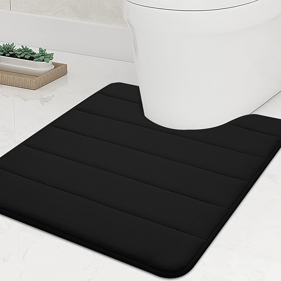1pc U-shaped Contour. Super Soft. High Resilience Sponge. Coral Fleece. Bathroom Floor Mat, Quick Absorption, Washable, Machine Washable, Quick Drying, Thickened Non-slip Bath Mat, Carpet Soft and Comfortable, Very Suitable for Various Home Decoration