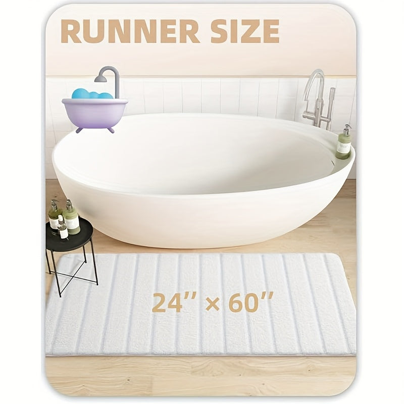 1pc Non Slip Bath Mat, Super Absorbent Floor Mat, Rubber Backing Bathroom Rug, Machine Washable Shower Mat for Bathroom, Laundry, Shower, Tub, Floor, Bathroom Accessories And Home Decor
