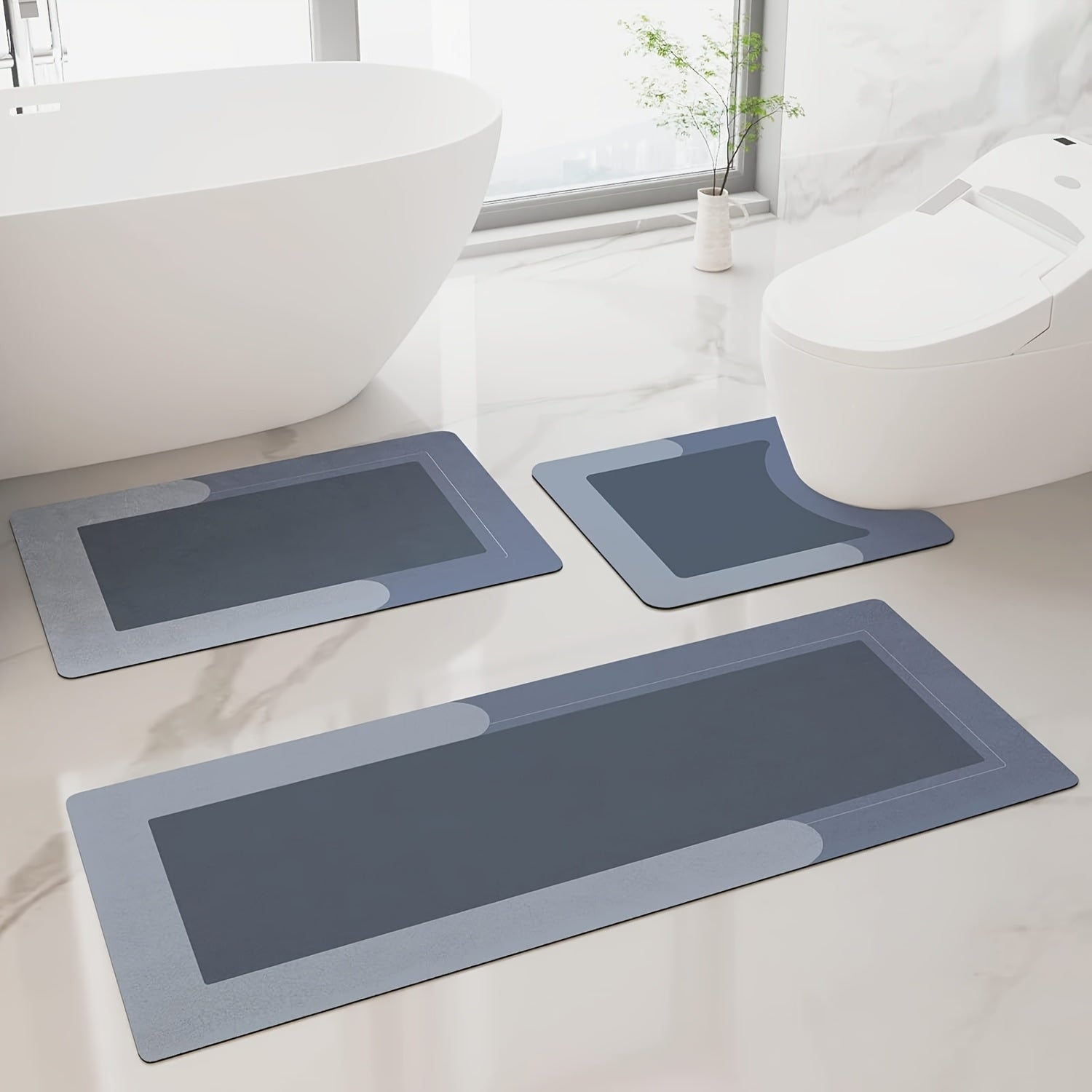 3pcs Ultra Soft Napa Light Beige Bath Mat And U-Shaped Toilet Rug, Water Absorbent And Non Slip Shower Bath Rug for Bathroom