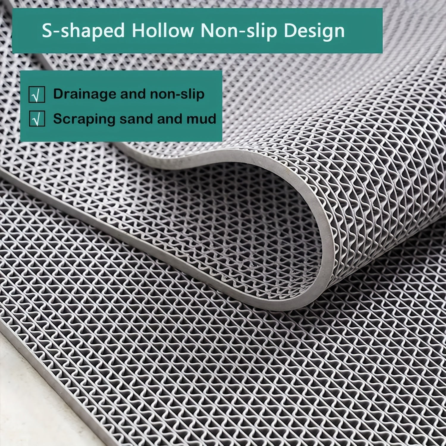 [Non-Slip Bath Mat] Non-Slip S-Shaped Hollow Bath Mat - High Quality Anti-Skid Safety Floor Mat with Geometric Design, Easy-to-Clean 100% Polypropylene Fibers for Bathroom & Kitchen, Hand Wash Only, Modern Floor Decor