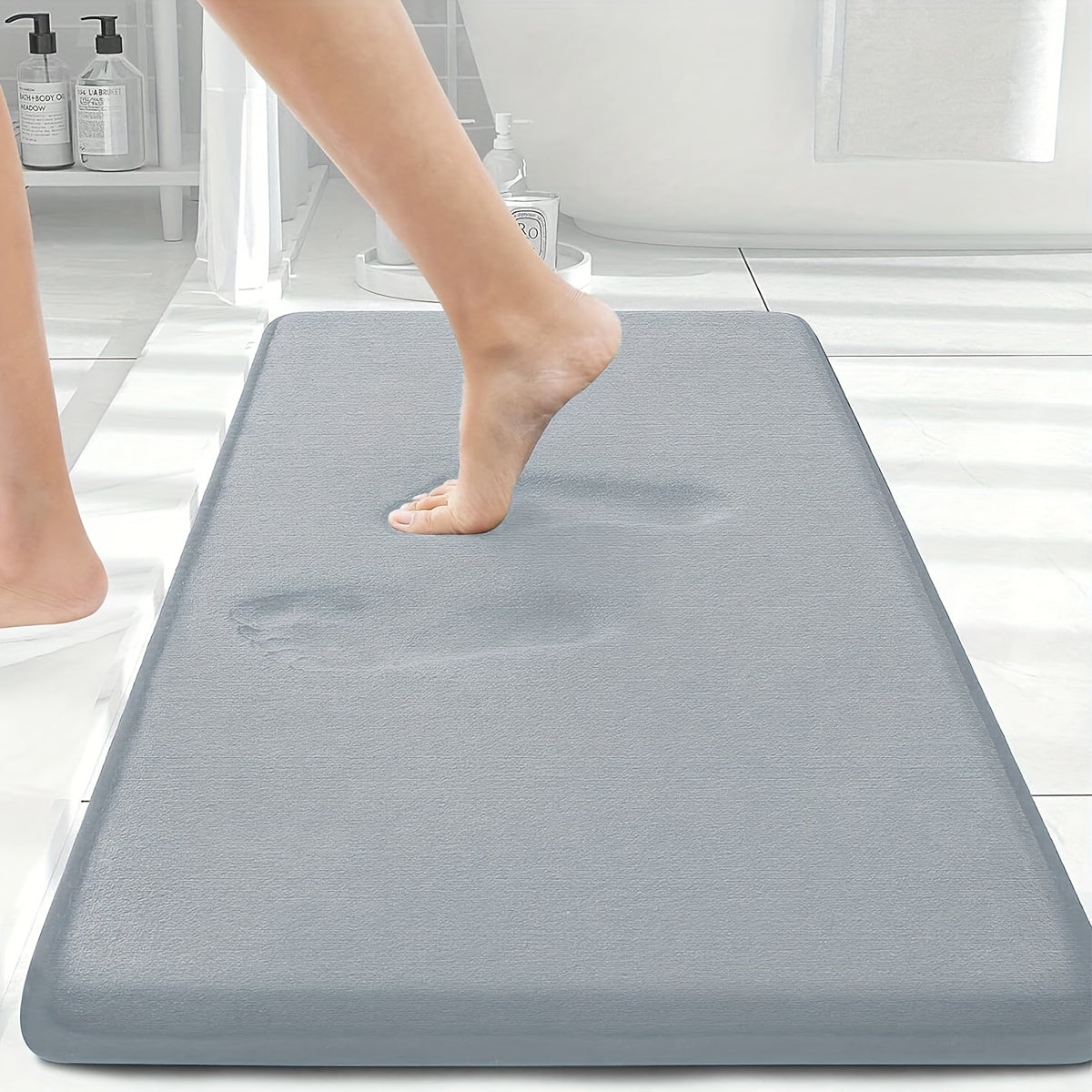 Non-Slip Bath Mat - Quick-Dry Bathroom Floor Mat with Non-Slip Backing, Machine Washable, Soft Cushioned Surface for Shower, Bathtub, Kitchen - Black Bathroom Decor - Durable Polyester Mat for Wet Areas, Bathroom Mat, Shower Safety, Simple Design, Plush