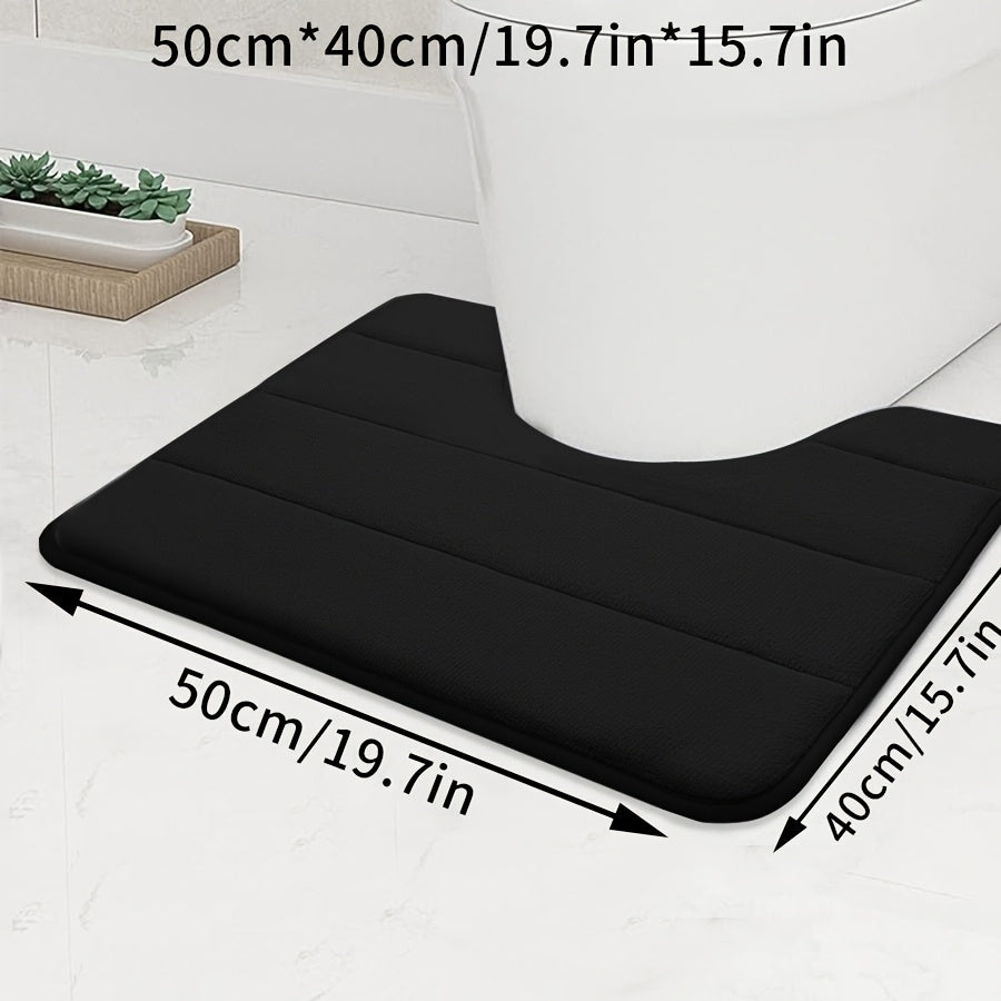 1pc U-shaped Contour. Super Soft. High Resilience Sponge. Coral Fleece. Bathroom Floor Mat, Quick Absorption, Washable, Machine Washable, Quick Drying, Thickened Non-slip Bath Mat, Carpet Soft and Comfortable, Very Suitable for Various Home Decoration