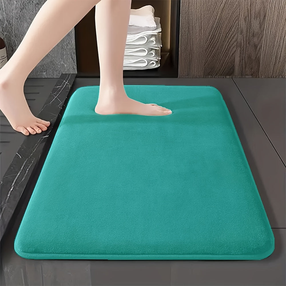 1pc Classic Minimalist Solid Color Soft Rebound Memory Foam Absorbent Non-Slip Bath Mat, Machine Washable Toilet Rug, Rugs for Bathroom, Bath Mats for Bathroom Floor Washable, Non Slip Bathtub Mat, Bathroom Mat Long, Large Bath Mat, Bathroom Rug, Shower
