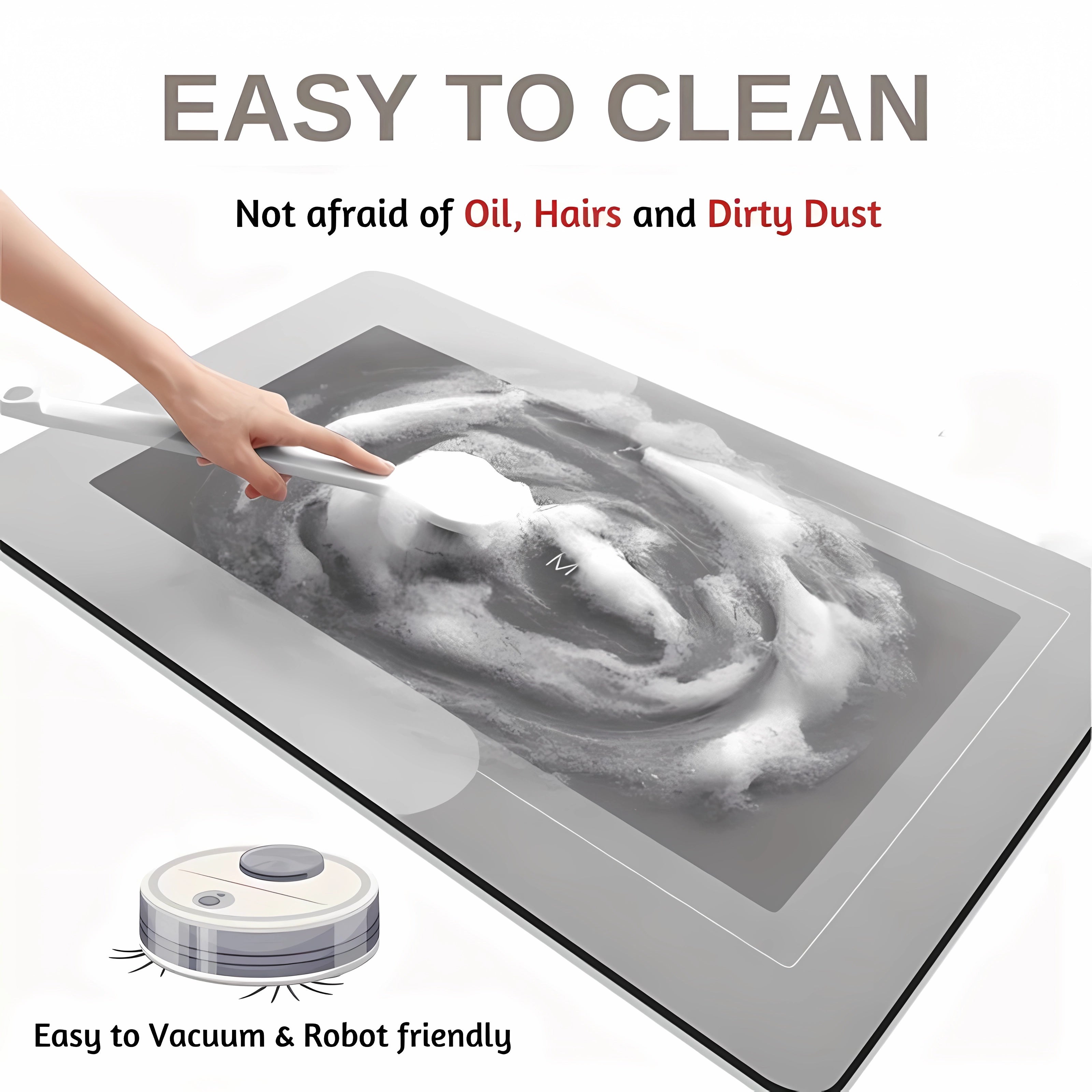 [2pcs Super Absorbent Bath Mats] 2pcs Super Absorbent & Fast-Drying Diatomaceous Earth Kitchen & Bath Mats | Anti-Slip, Durable Polyester Fabric with Rubber Backing, Machine Washable for Bathroom, Living Room, Kitchen Floor Protection, Sleek Mat Design